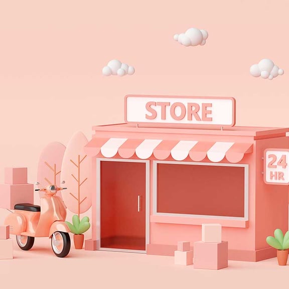 3D-Abbildung eines Shops